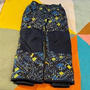 Champion Kids Snow Pants Blue Yellow Pixel Print Winter Pants Size M 8-10
